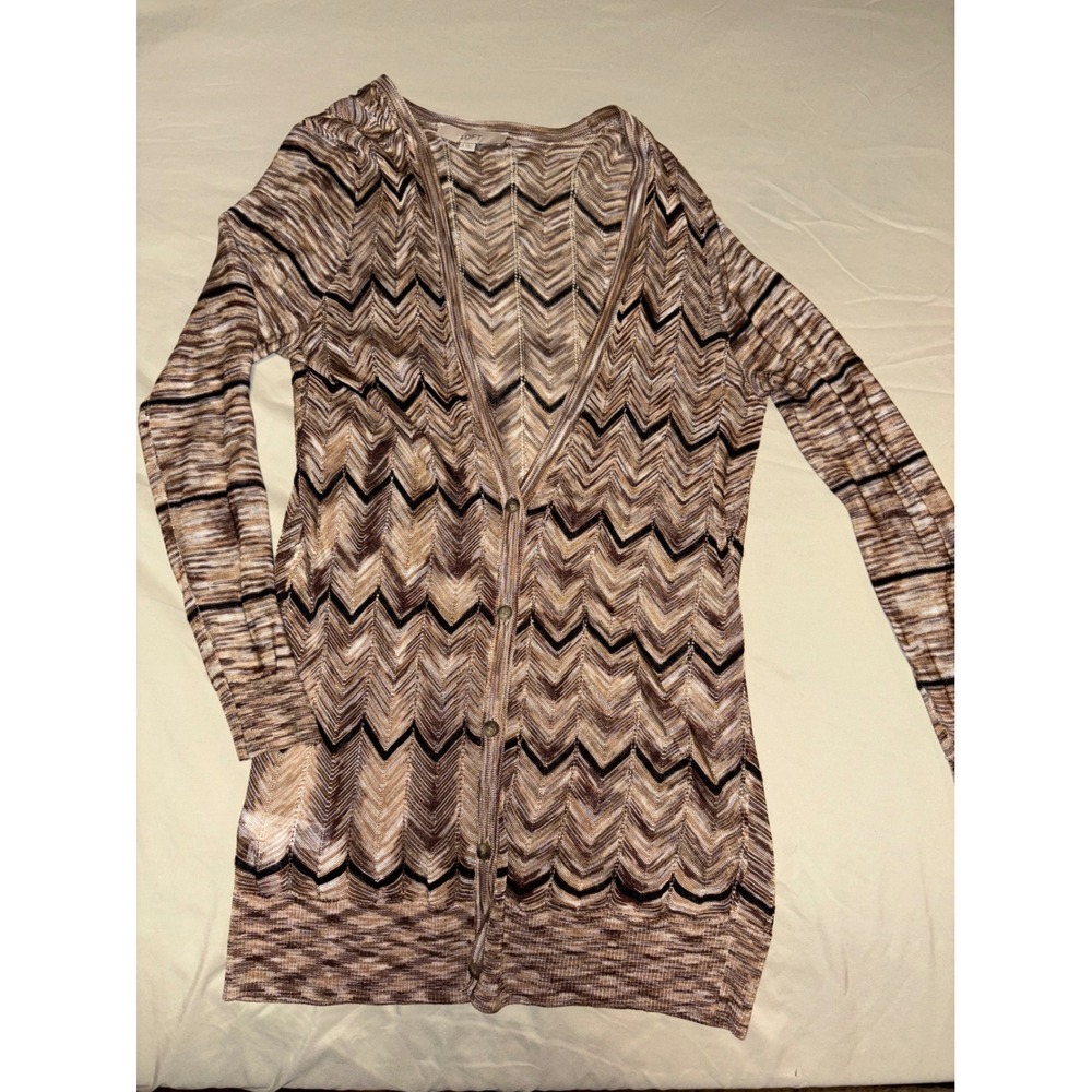 Loft Medium Cardigan Chevron Pattern Lightweight … - image 1